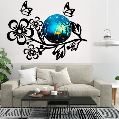 3D Wooden Flower Clock With Esthetic Dial Wall Clock | Best Quality Wall Clock For Home Decor | Home Decor Clock 25 inch - Without Light