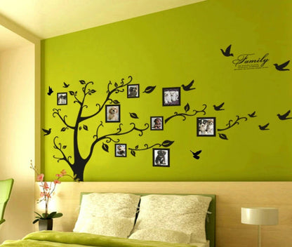 Large 200x250Cm / 79x99in Black 3D DIY Photo Tree PVC Wall Decals Adhesive Family Wall Stickers Mural Art Home Decor