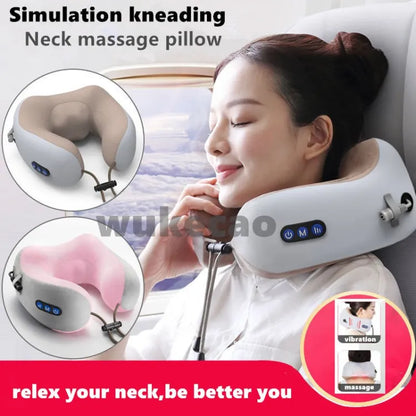 U Shaped Pillow Neck Massager USB Charging Portable Neck Shoulder Cervical Relaxing Massager Protector Outdoor Home Car