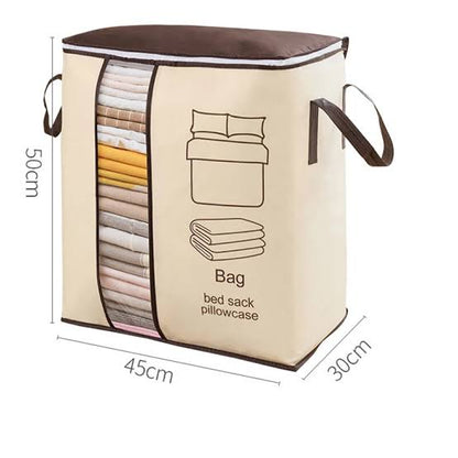 Large Non-woven Portable Clothes Storage Bag Clothing Organizer - 120 gsm (Random color)