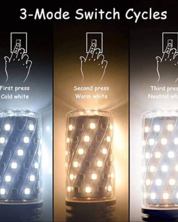E27 LED Corn Light Lamp Bulb | 3 in 1 light modes Chandelier, Candle LED Light For Home & Decoration - 12W/16W