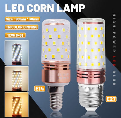 E27 LED Corn Light Lamp Bulb | 3 in 1 light modes Chandelier, Candle LED Light For Home & Decoration - 12W/16W