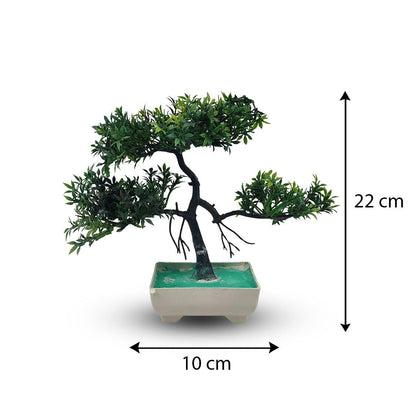 Green Artificial Bonsai Tree ( 1 Piece )– Bonsai Tree Room Decor for Home, Office & Bedroom | Best Artificial plaster Pot