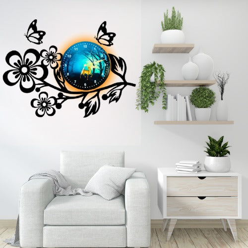 3D Wooden Flower Clock With Esthetic Dial Wall Clock | Best Quality Wall Clock For Home Decor | Home Decor Clock 25 inch - Without Light