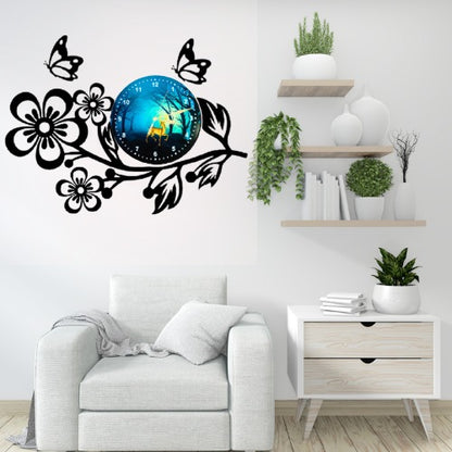 3D Wooden Flower Clock With Esthetic Dial Wall Clock | Best Quality Wall Clock For Home Decor | Home Decor Clock 25 inch - Without Light