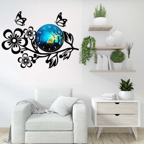 3D Wooden Flower Clock With Esthetic Dial Wall Clock | Best Quality Wall Clock For Home Decor | Home Decor Clock 25 inch - Without Light