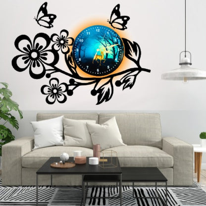 3D Wooden Flower Clock With Esthetic Dial Wall Clock | Best Quality Wall Clock For Home Decor | Home Decor Clock 25 inch - Without Light