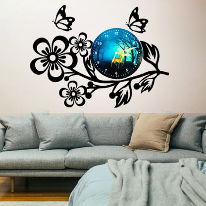 3D Wooden Flower Clock With Esthetic Dial Wall Clock | Best Quality Wall Clock For Home Decor | Home Decor Clock 25 inch - Without Light