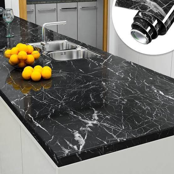 Self Adhesive Black Marble Sheet For Kitchen – Waterproof, Heat And Oil Resistant Wallpap er For Countertops, Cabinets, And Furniture(60x200)