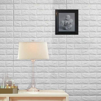 3D Wall Sticker White Brick Sheet | Waterproof Self Adhesive Home Decor Wallpaper For Bedroom And Living Room (Size 70x77)