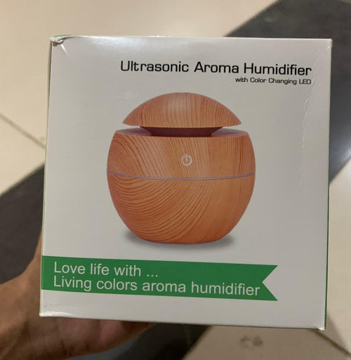 Portable Ultrasonic Air Humidifier & Purifier – Wood Grain Cool Mist Aroma Diffuser for Home, Office & Car