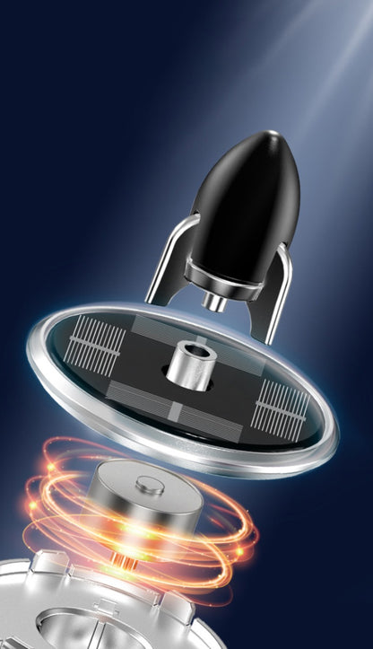 Solar Powered Speech Rocket Car Air Freshener – Rotating Solar Fragrance Diffuser | Long-Lasting Aroma & Stylish Dashboard Decor (Speech Rocket)