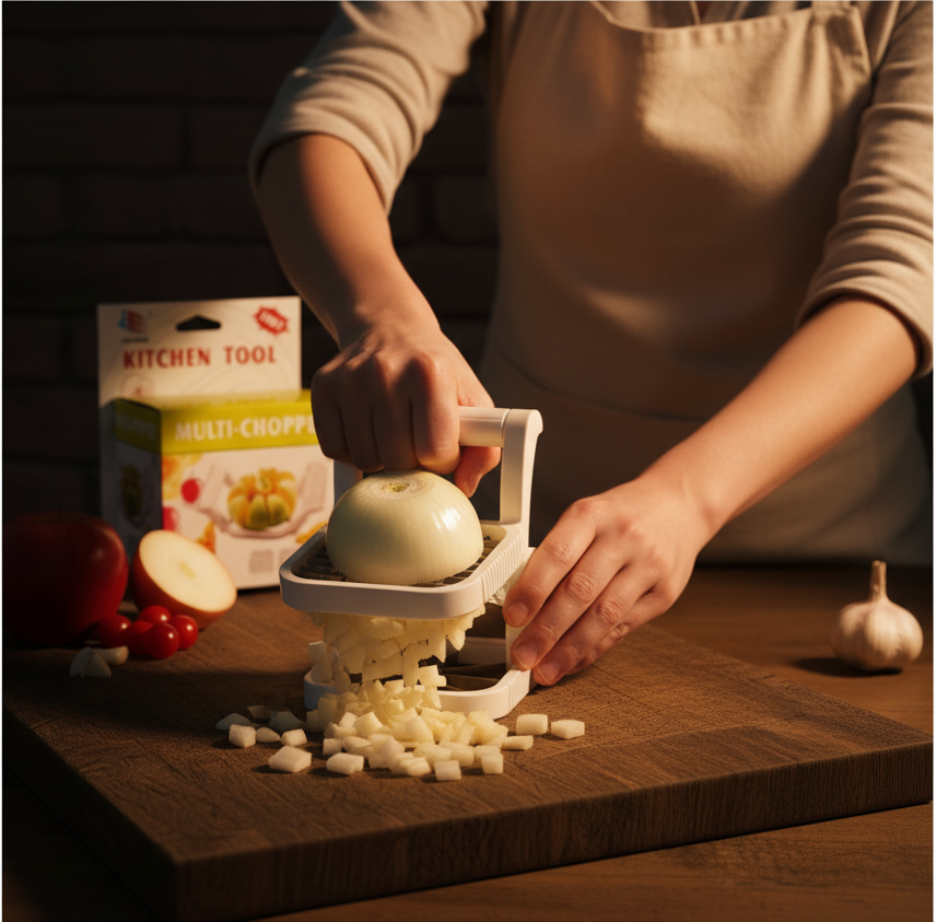 Multi-Chopper 3 in 1 Apple, Fruit & Potato Slicer – Heavy-Duty Stainless Steel Cutter for Quick, Even Slicing | Kitchen Gadget for Fast Food Prep