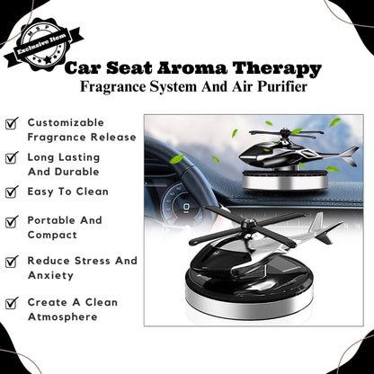 Car Aroma Diffuser Air Freshener Solar Rechargeable Helicopter With Fragrance Bottle – Rotating Propeller Fragrance Freshener for Dashboard & AC Vent | Long-Lasting, Stylish Car Perfume