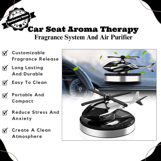 Car Aroma Diffuser Air Freshener Solar Rechargeable Helicopter With Fragrance Bottle – Rotating Propeller Fragrance Freshener for Dashboard & AC Vent | Long-Lasting, Stylish Car Perfume