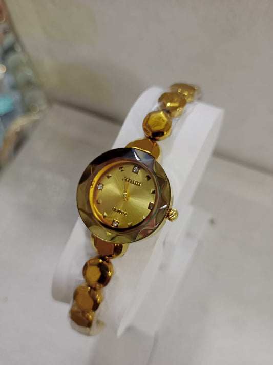 Ladies Waterproof Chain Watch | Golden Finish | Elegant Design | Durable & Stylish | Without Box