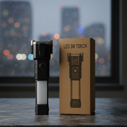 Ultra-Bright LED Tactical Torch Flashlight: High-Powered, Rechargeable Handheld Light with Adjustable Zoom and Multiple Modes (High/Low/Strobe/SOS)