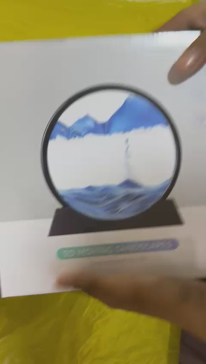 3D Moving Sand Mountain Lamp With Stand - Sandscape Painting - Moving Sand Art - Showpiece - Home Decoration ( Random Color)