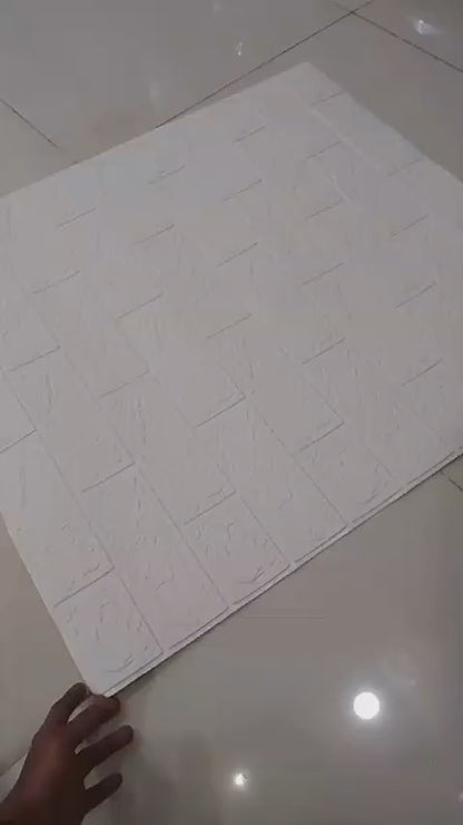3D Wall Sticker White Brick Sheet | Waterproof Self Adhesive Home Decor Wallpaper For Bedroom And Living Room (Size 70x77)