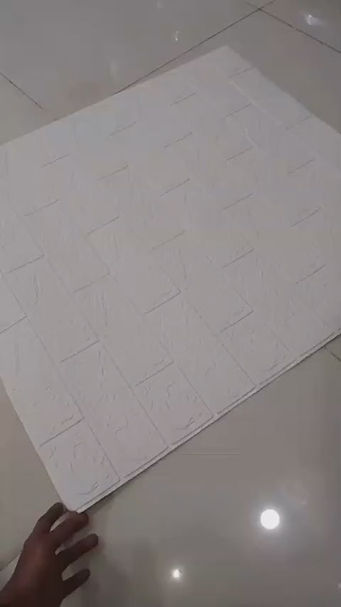 3D Wall Sticker White Brick Sheet | Waterproof Self Adhesive Home Decor Wallpaper For Bedroom And Living Room (Size 70x77)