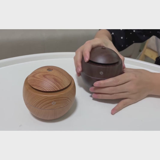 Portable Ultrasonic Air Humidifier & Purifier – Wood Grain Cool Mist Aroma Diffuser for Home, Office & Car