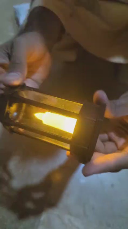 Antique Black candle lamp Atmosphere Decoration Creative Gift Hexagonal Wind Lamp Candle Lamp Led Wind Lamp Portable Small Horse Lamp