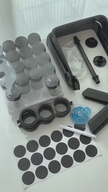 18-Jar Rotating Spice Rack Organizer Set – Windmill Design with Glass Jars, Spice Labels & Funnel – Complete Kitchen Spice Storage Solution