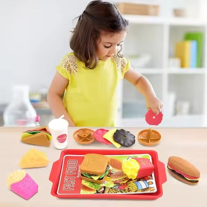 Burger Fast Food Play Food Toys For Kids Toddler Children Toy Kitchen Accessories Fun Pretend Play Set
